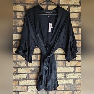 NWT Victoria's Secret black lingerie satin sleep robe